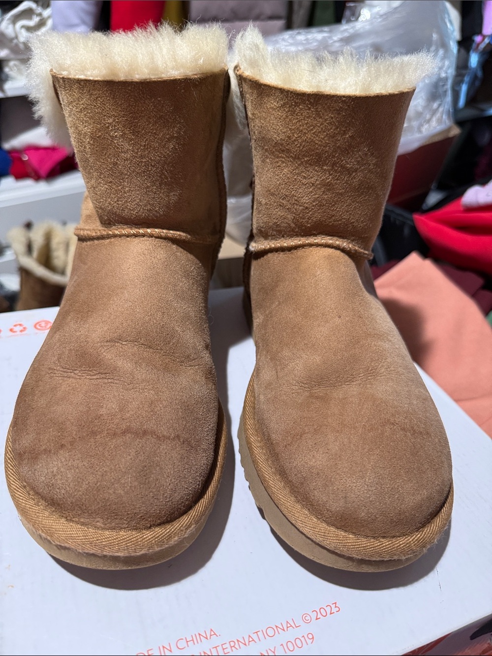 UGG Chestnut Suede Shearling Ankle Boots